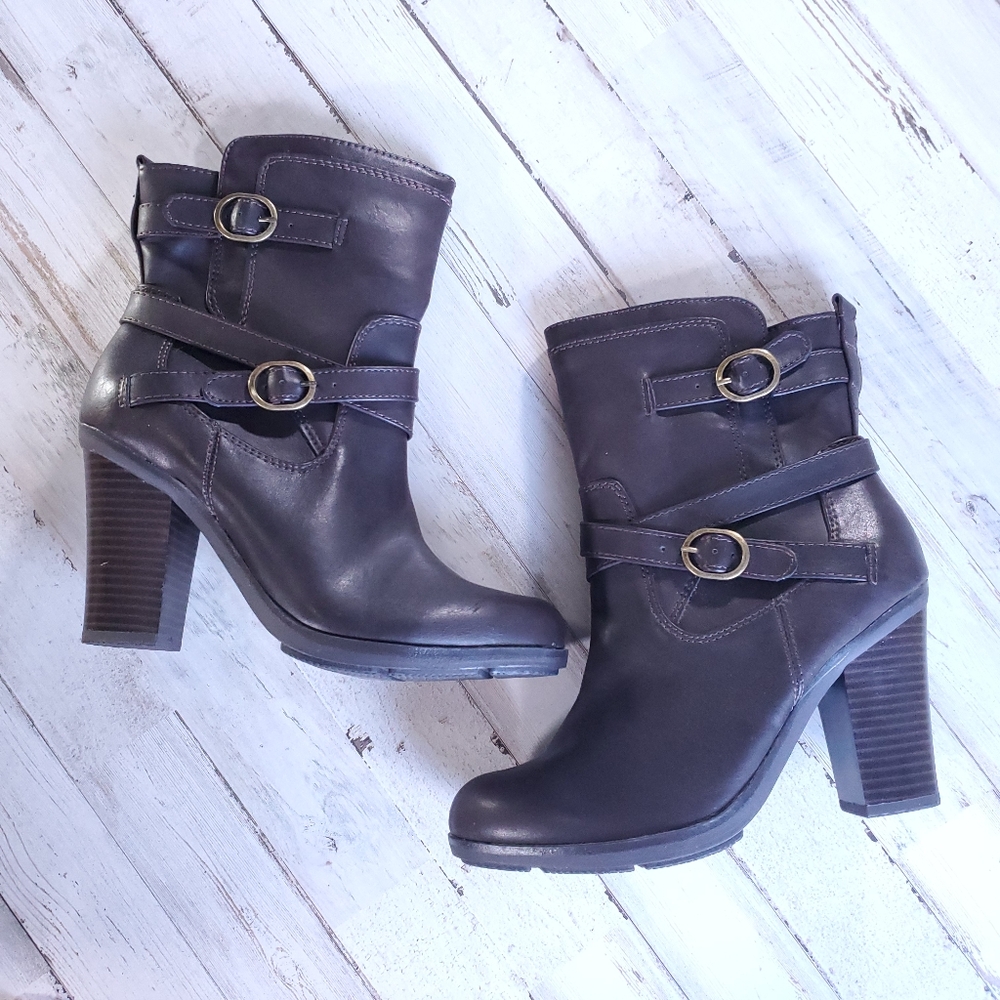 Womens Brown Leather Winter Boots